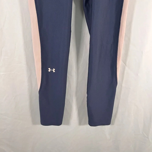 Under Armour Leggings Small Blue Pink Pull On Stretchy Mid Rise Compression - Picture 3 of 9